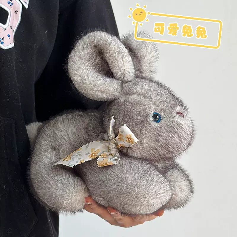 外贸复活节仿真兔子毛绒玩具经典貂绒面料小白兔公仔店铺开业礼品