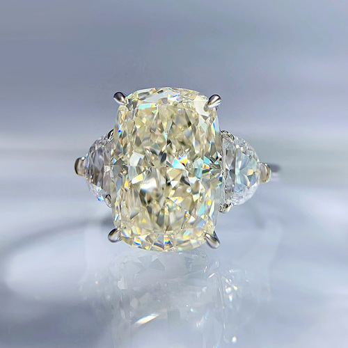 Mujing Jewelry  new style 925 silver 9*13 white G color pigeon egg high carbon diamond ring fashionable simple ring ring