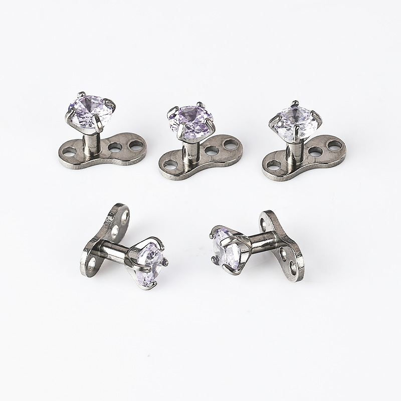 Zesen G23 Titanium Alloy Subcutaneous Buried Nail Zircon Internal Thread Lockbone Nail with Base suit Puncture Jewelry detail image 8
