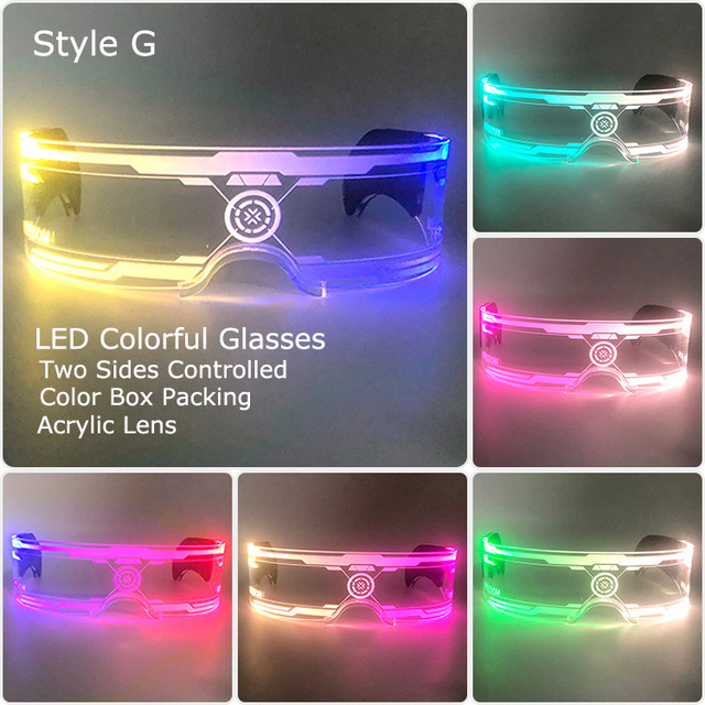 Gafas LED de ciencia ficción con un toque tecnológico, estilo cyberpunk, coloridas, para discoteca, gafas deslumbrantes, a la moda