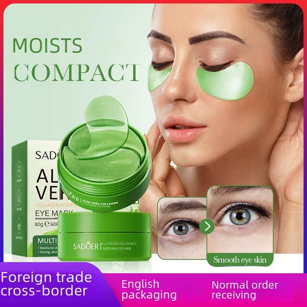 Full English Sadoer Aloe Vera Collagen Soothing Eye Mask Moisturizing Eye Mask Cross-Border Foreign Trade Wholesale