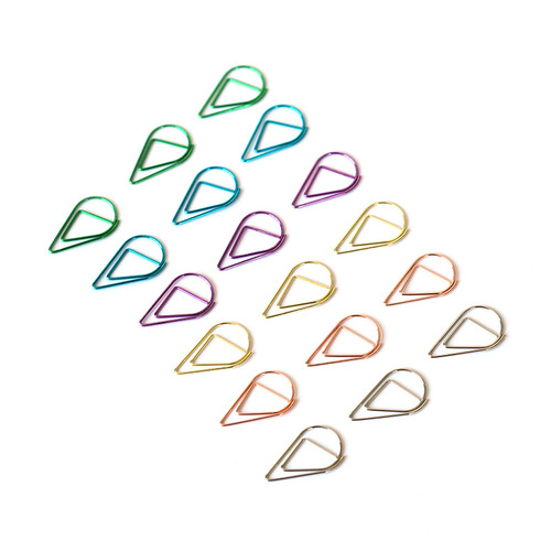 Cute small water drop shape paper clip wholesale metal bookmark color paper clip message holder book page holder