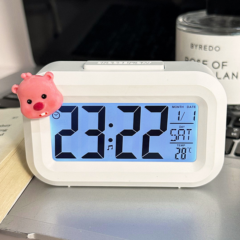 Đồng hồ báo thức màu trắng [Pin + Ali LOOPY Patch]