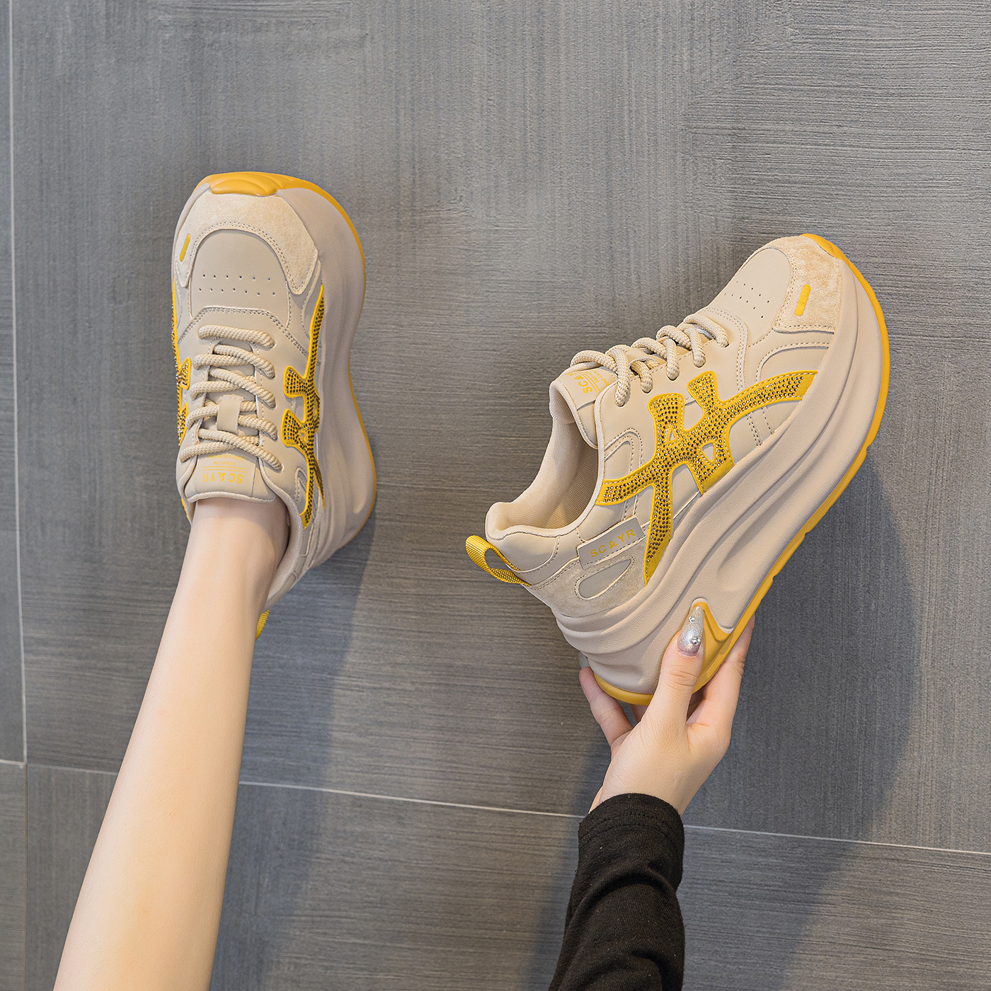 Giày sneaker nữ đế dày tăng chiều cao phong cách cổ điển mới thu 2026 — M2916- 1m màu, M2916-1 màu đỏ, M2916-1 màu vàng chi tiết 20