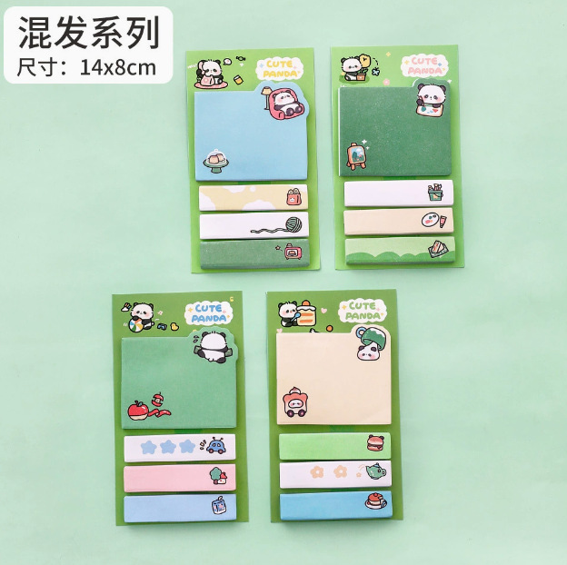 Caricatura adorable Panda Post-it - Notes Estudiantes Temporada escolar DIY Papelería Pequeños regalos de alto valor facial Paquete de regalo para niños