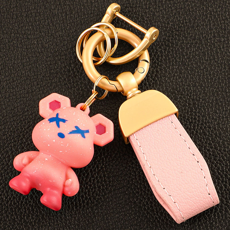 Llavero de coche transfronterizo osito INS macaron color violento llavero colgante bolso colgante llave
