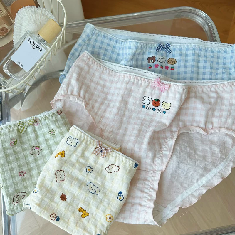 N8057 Fat MM Bubble Lauret милая девушка, поясной штанги, хлопковый средний уровень талии, низкая талия, японское сладкое женское нижнее белье