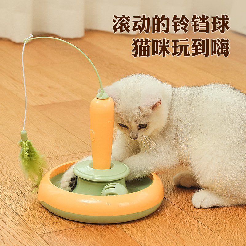 Juguete para mascotas gato eléctrico juguete giratorio divertido gato palo volando pluma mascota juguete interactivo Amazon al por mayor