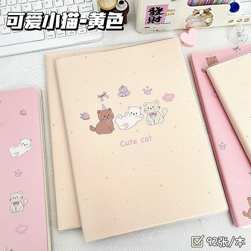 新しいかわいい子猫ゴムスリーブイン高価値漫画メモ帳学生肥厚水平線ノートブック卸売|undefined