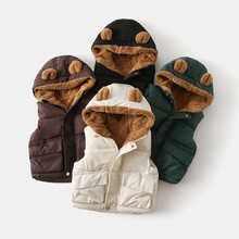 儿童棉衣加厚2025新款男童冬装连帽厚马甲卡通童装外贸棉服代发潮