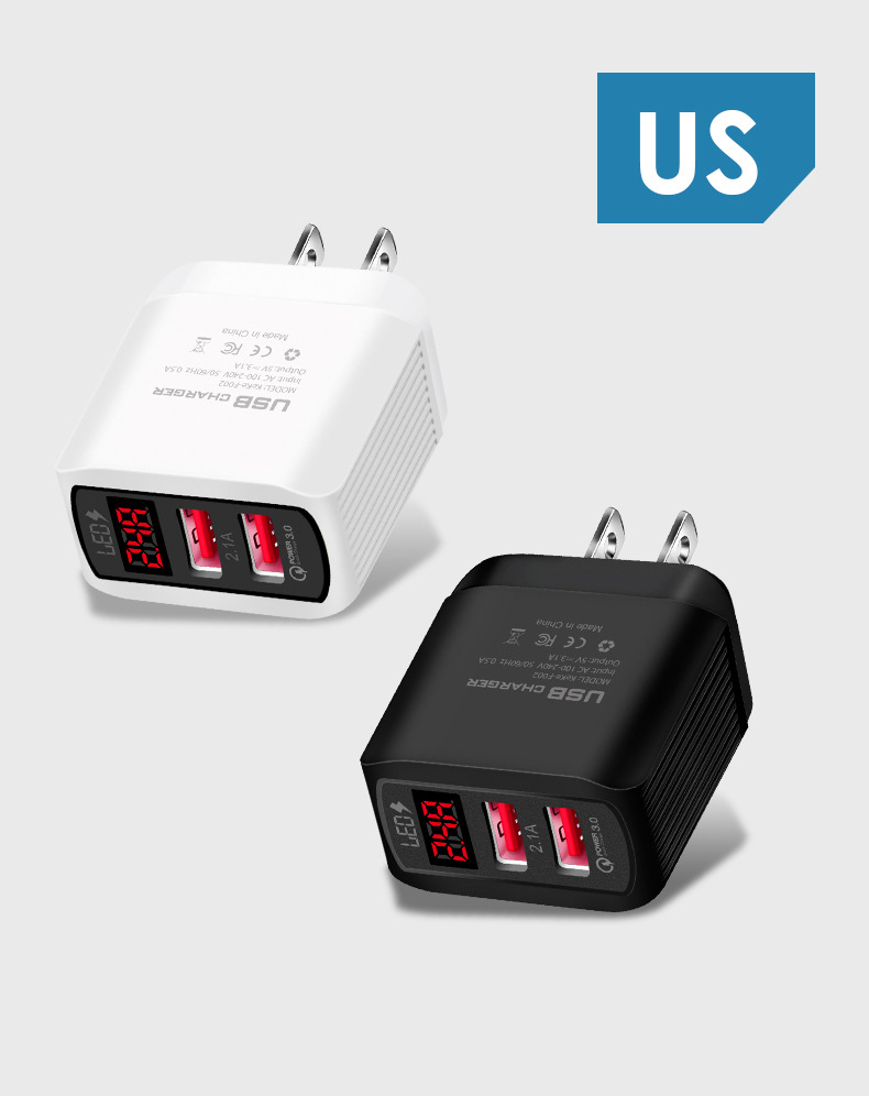 5V2.4A Multi port USB punjač Inteligentni digitalni zaslon Trenutni napon Glava za punjenje mobilnog telefona Pogodna za Apple_voghion.com