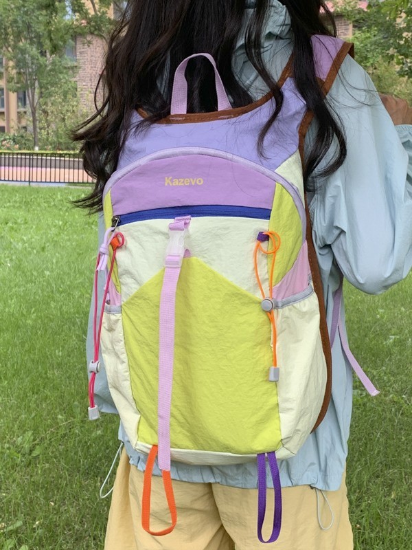 跨境潮酷时尚双肩包高颜值大容量时尚拼色背包大学生校园轻便书包|undefined