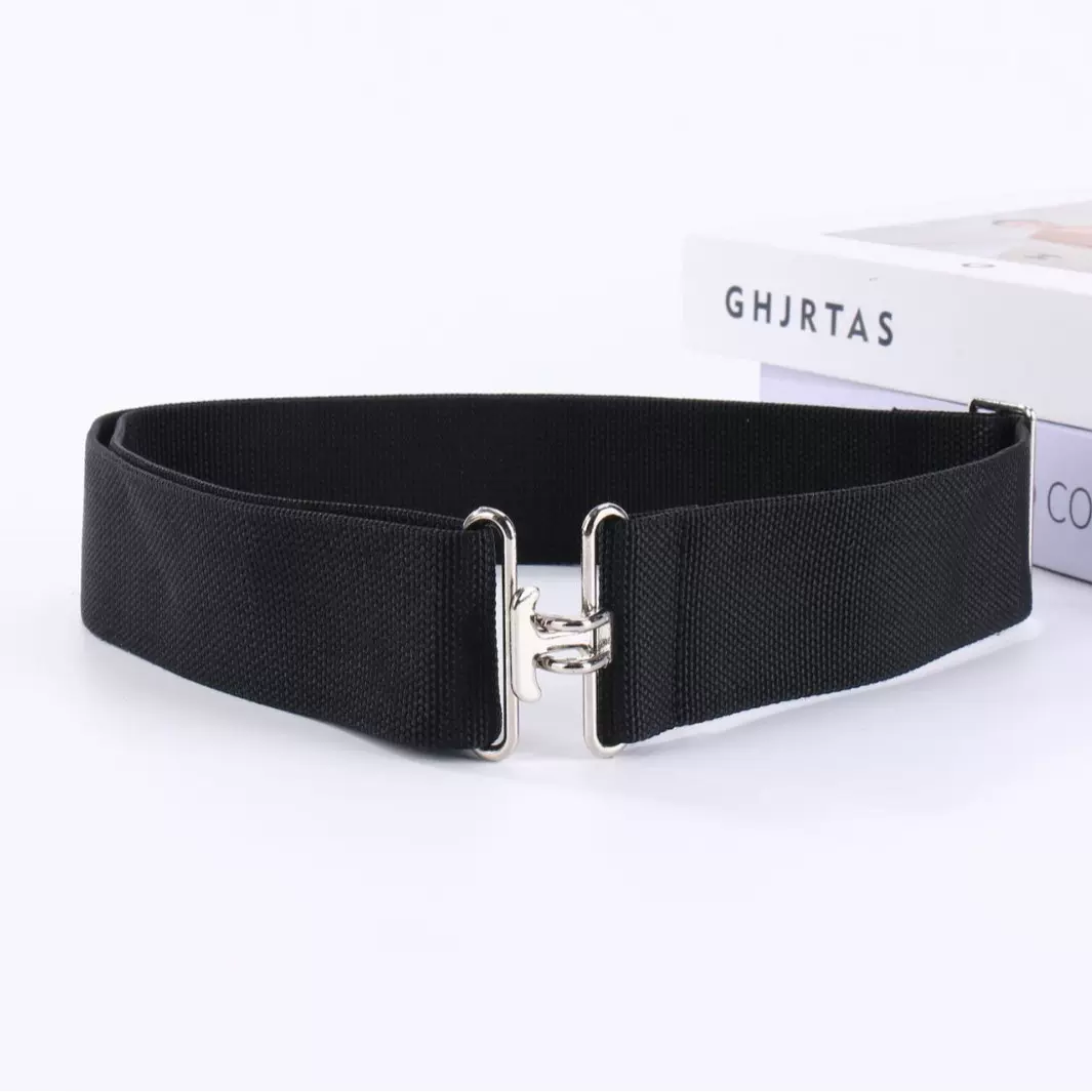 厂家直供亚马逊爆款男女弹力腰带鲨鱼扣马术松紧弹力腰带户外战术