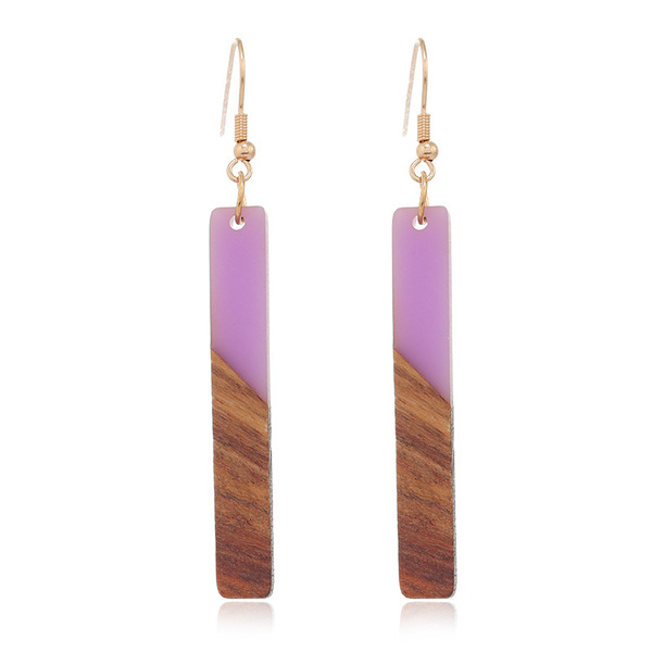 fashionable universal wooden creative rectangular earrings