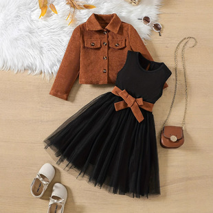Manufacturer's Best-Selling 2025 Versatile Winter Style Suit Dress New Girls Suit Skirt Two-Piece Long-Sleeved Suit