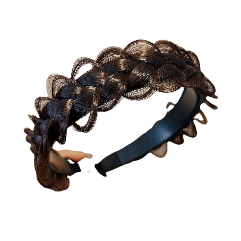 Banda de pelo accesorios para el cabello al por mayor Twist trenza peluca banda de pelo femenino Red roja hecha a mano Fishbone trenza banda de pelo de alta Cráneo tocado superior