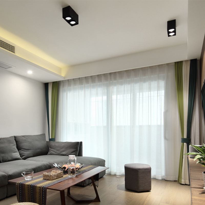 LED Dual-Head Ceiling Spotlight, Surface-Mounted Downlight, Multi-Head Can Light, Home Use&mdash;No Central Fixture, High CRI COB Grille Spotlight