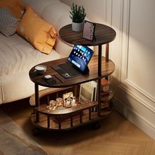 小桌子实木床头柜带灯衣帽架一体卧室床边收纳架置物架边几小茶几