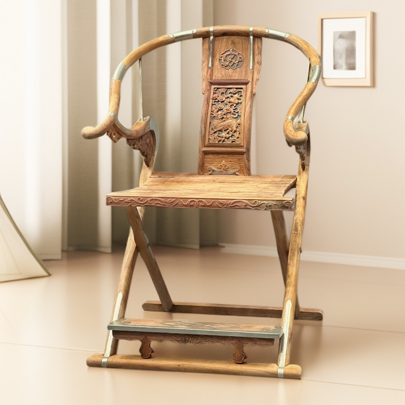 Mahogany furniture: Kirin Wangfu armchair made of Burmese rosewood, living room master chair with foldable backrest, reception chair