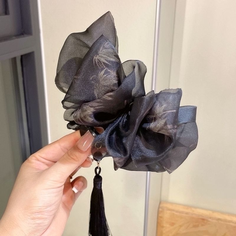 この緑だけ〜レトロなタッセルクラウドメッシュクリップ新しい中国風ファッションサメクリップトラベルヘアピン|undefined
