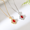 Advanced genuine design ruby pendant stainless steel, necklace, stone inlay, small zirconium, jewelry, high-quality style