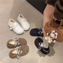 厚底内增高勃肯鞋包头加绒毛毛拖鞋女外出2025新款秋冬脚蹬棉单鞋