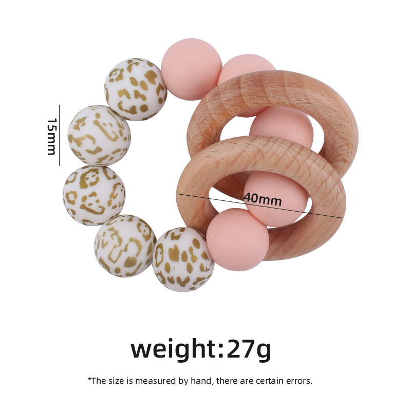 Nuevo bebé suministros de silicona leopardo cuentas mordedor pulsera calmante bebé DIY mordedura de silicona juguete de haya