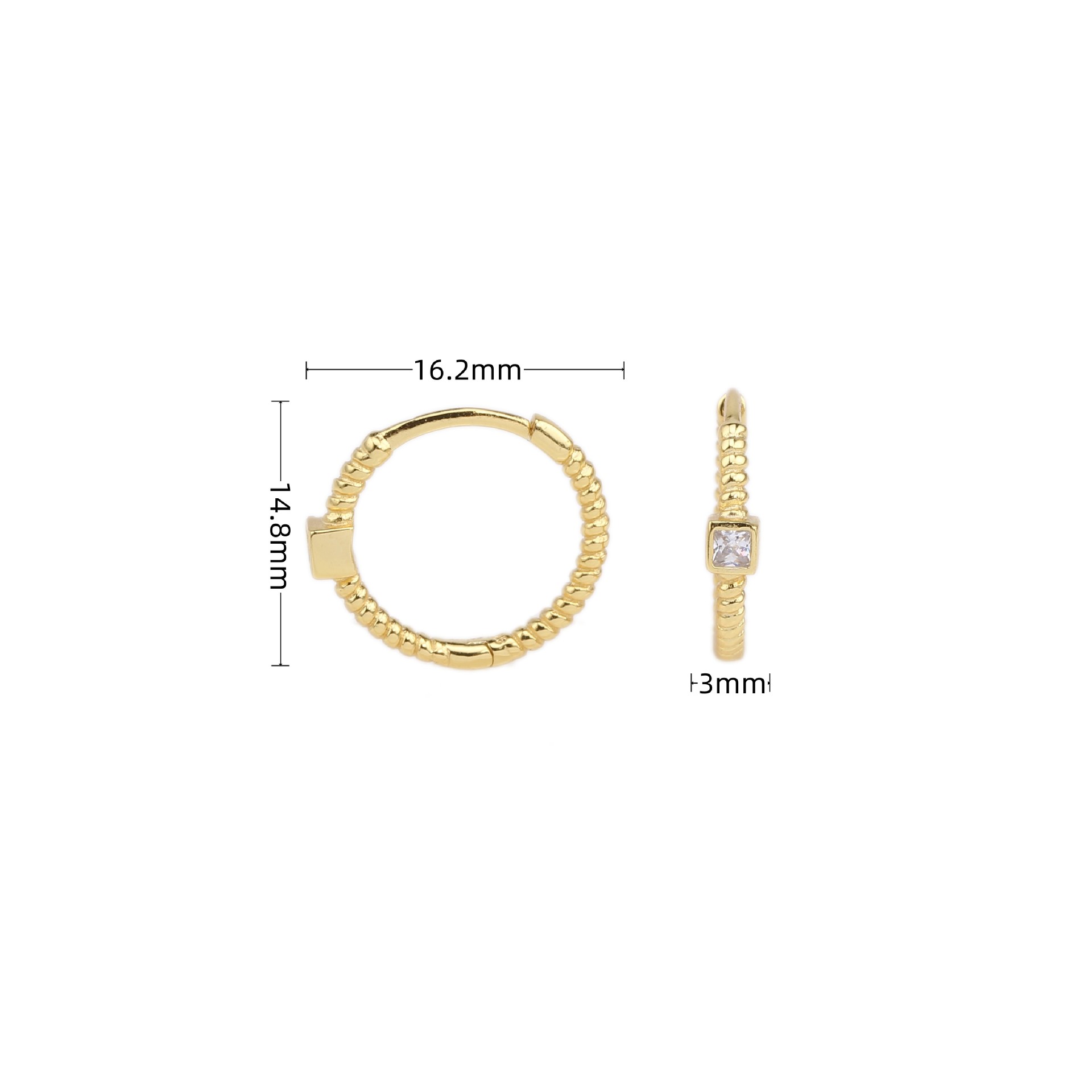 1 Pair Simple Style Circle Sterling Silver Inlay Zircon White Gold Plated Gold Plated Earrings display picture 1