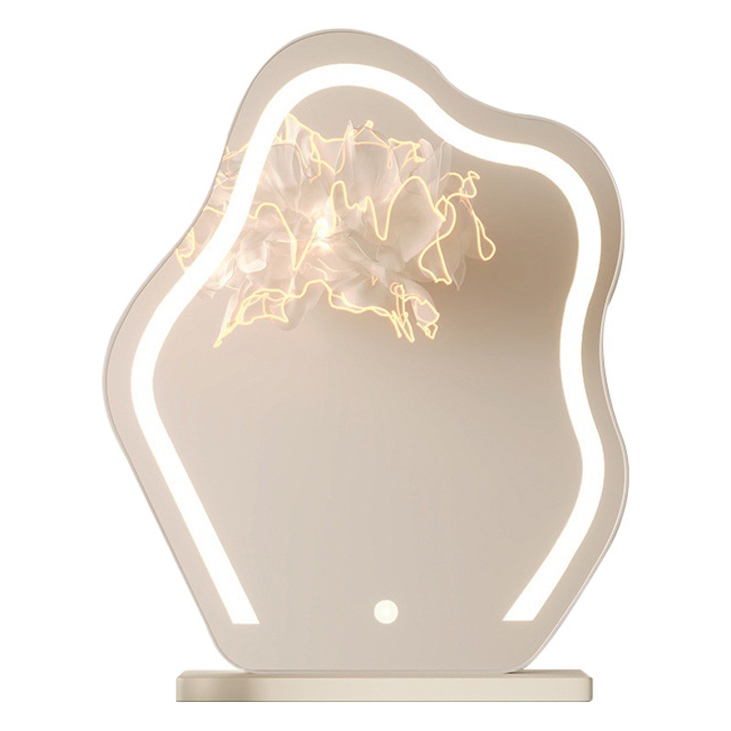 Tocador nube maquillaje espejo escritorio LED luz espejo tocador dormitorio elegante vestidor espejo con luz ins estilo image 1