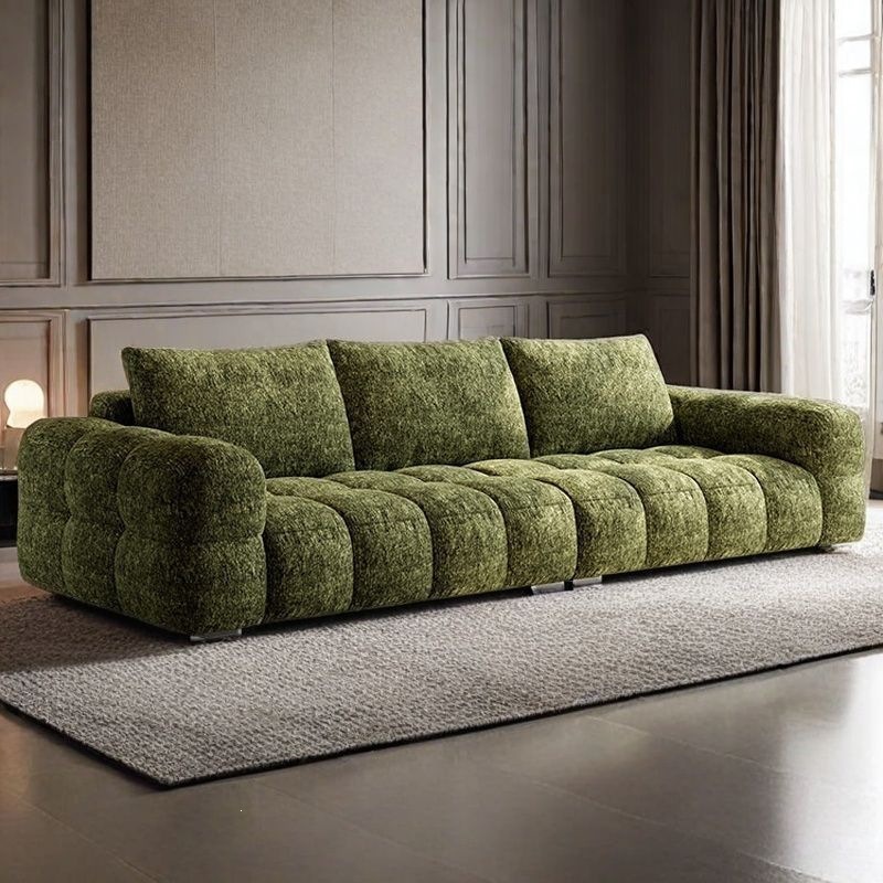 Nuevo moderno sofá de tela minimalista sala de estar casera crema nube puff línea recta sofá de tela de nieve