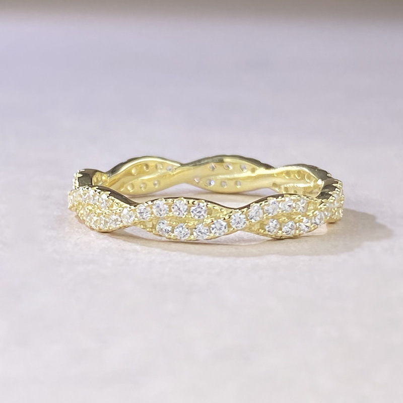 men's Stackable Rings New Jewelry Model S925 Pure Silver Gold-plated Full Circle Diamond Simple Ring Women, Stackable Rings, One-piece_voghion.com