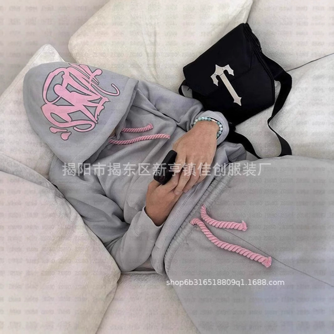 2024 осень и зима новый американский ретро стирка с длинными рукавами рубашка с капюшоном свободные брюки Японский повседневный костюм мужской