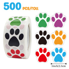 500枚/巻ペット犬爪シールカラー動物足跡造形自己接着ラベルシール子供玩具壁貼り