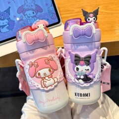 三丽鸥库洛米水杯儿童保温杯女孩上学专用美乐蒂小学生双饮吸管杯