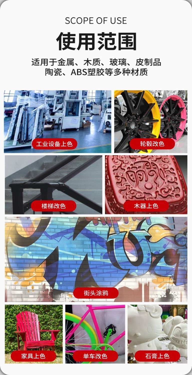 Colorful self-spraying paint, automatic hand spray paint, graffiti metal anti-rust paint, chrome-plated black and white wall car paint can