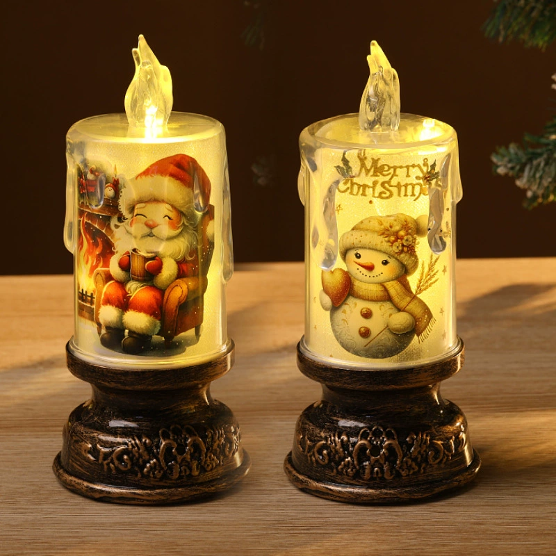 Трансграничные новые рождественские украшения светодиодные слезы электронные свечи моделирование свечи Санта снеговик