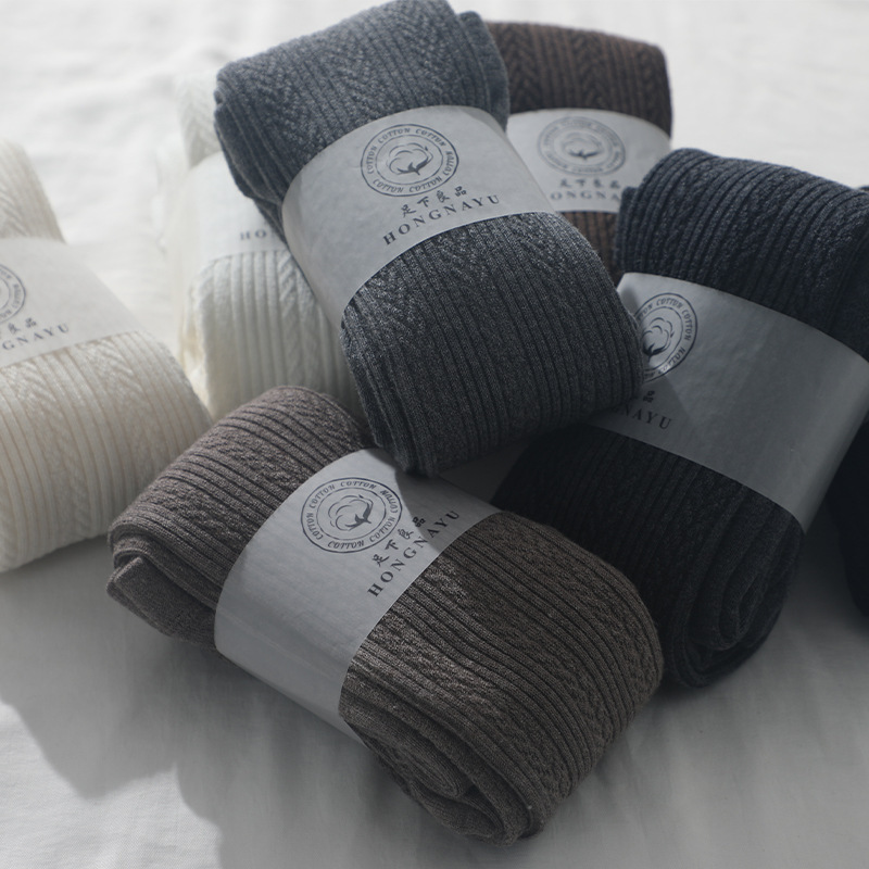 Spring and Autumn Wool Fleece-Lined Right-Angle Heel High-Elastic Thermal Leggings with Twisted Stripes, Non-Tightening, with Foot Straps and Heel Pantyhose Spring and Autumn Wool Fleece-Lined Right-Angle Heel High-Elastic Thermal Leggings with Twisted Stripes, Non-Tightening, with Foot Straps and Heel Pantyhose