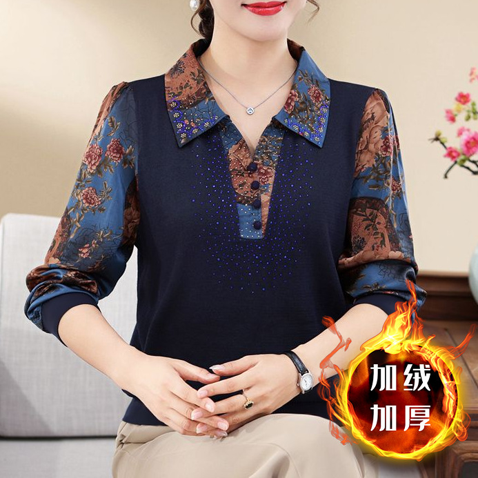 老年人春装女衬衫长袖中老年女装春秋季衬衣妈妈上衣洋气小衫恤|undefined