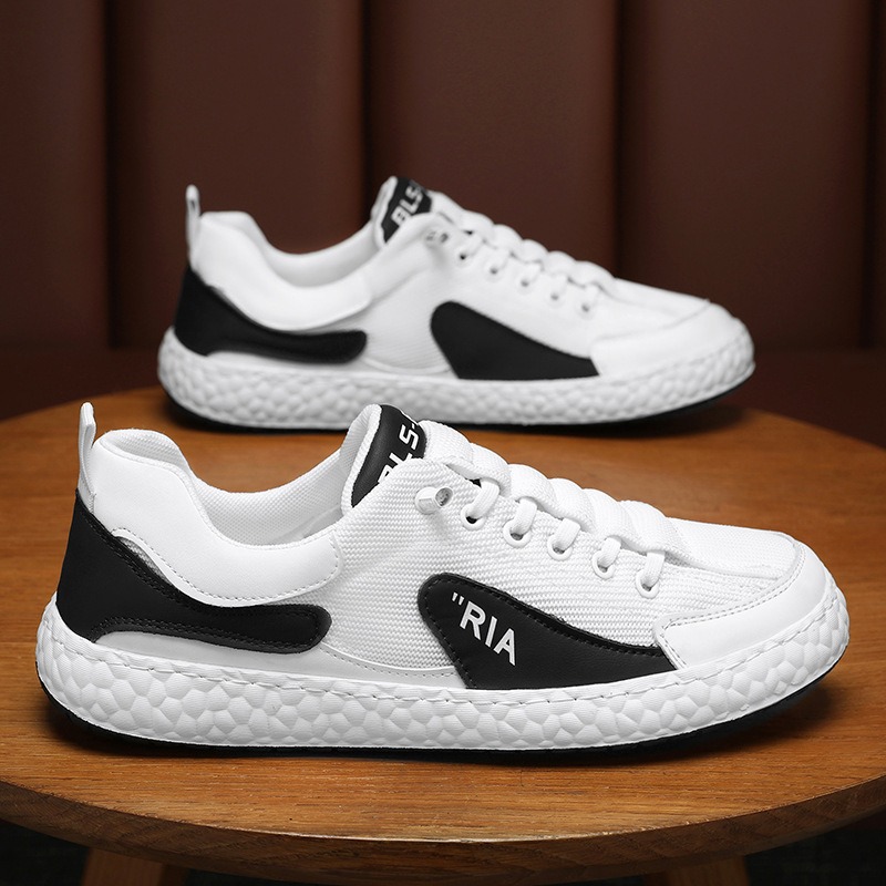 Nuevos zapatos de hombre con superficie de malla de tejido volador, zapatos casuales de hombre transpirables de moda de palomitas de maíz, zapatos de tabla coreanos de todo fósforo de comercio exterior de moda