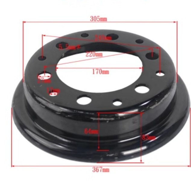 Komatsu小松叉车配件后轮转向轮钢圈两片式轮辋轮网轮毂5.00S-12