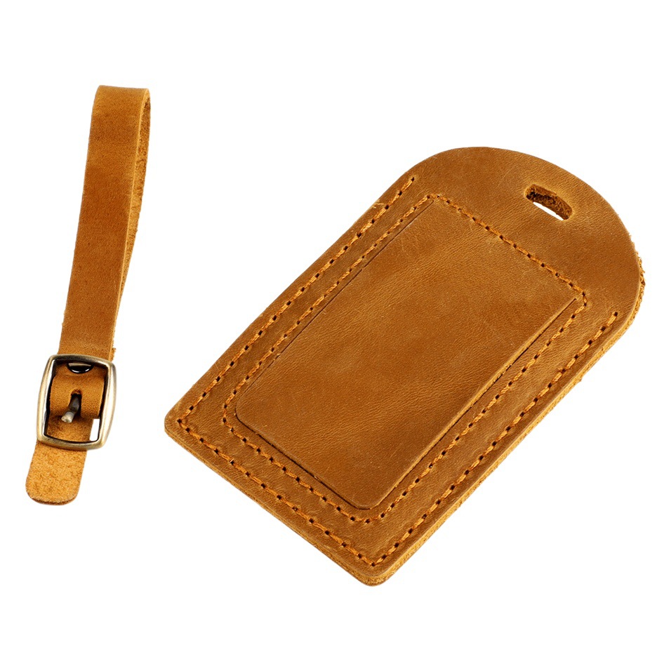 Factory Direct cross-border Crazy Horse leather luggage card cover aircraft consignment boarding pass luggage tag hanging tag leather cover