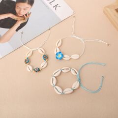 新しいボヘミアンアイブレスレットレディースフラワーシェルブレスレットアイパターンブレスレット