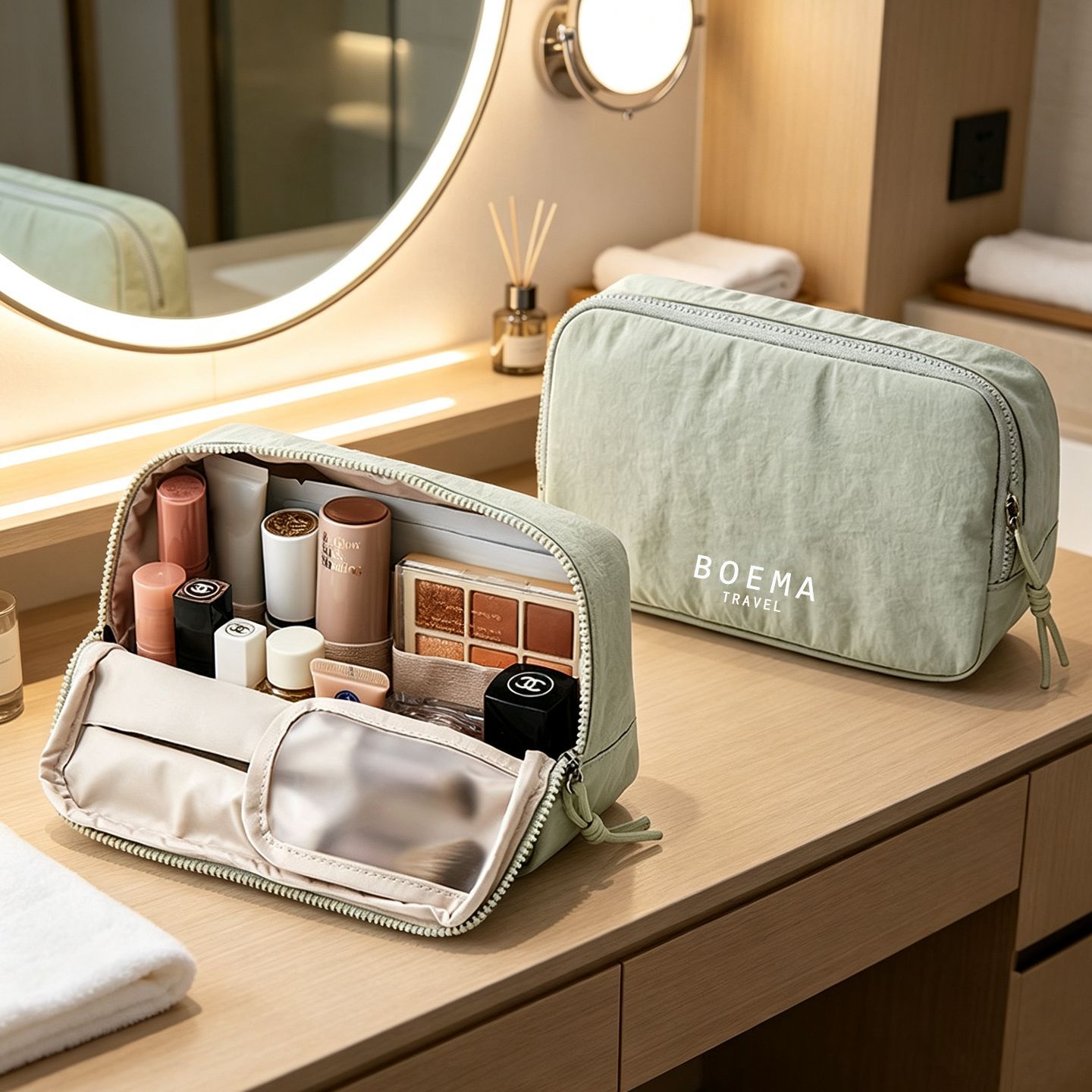 New velvet makeup bag, portable storage bag for lipstick, pens, and makeup brushes, travel toiletry bag