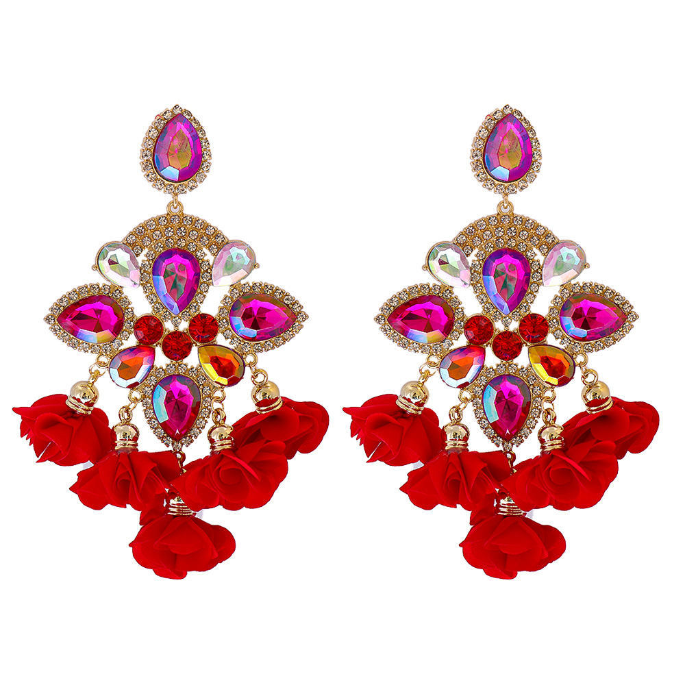 Nouveau Bohème Couleur Diamant Fleur Femme Boucles D'oreilles Personnalité Accessoires En Gros display picture 42