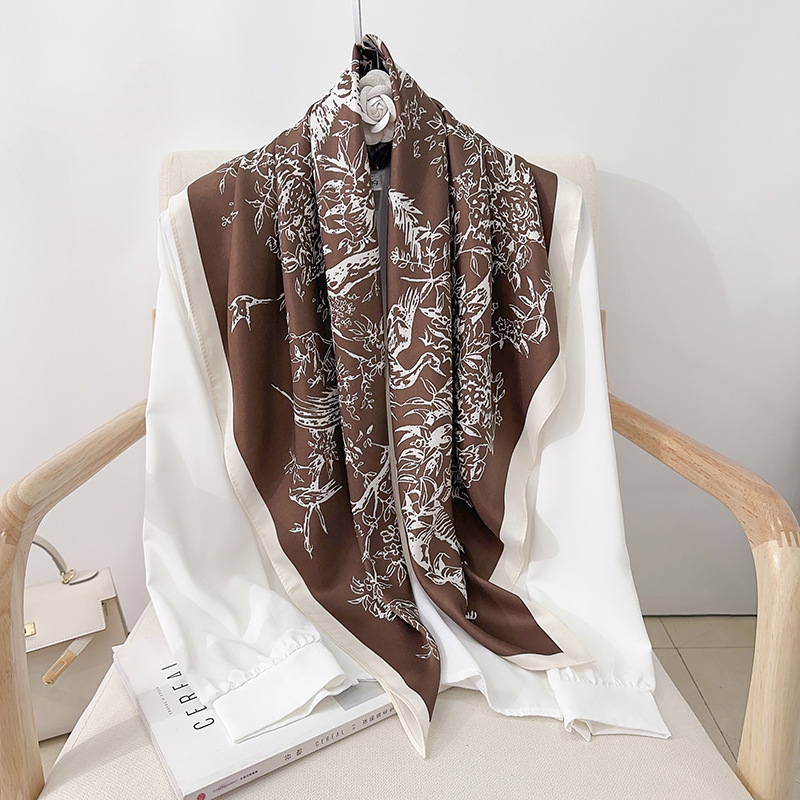 Nuevo bufandas de seda de impresión de 90cm bufandas de seda de estilo de mujer coreana bufandas delgadas bufandas de decoración de trajes bufandas