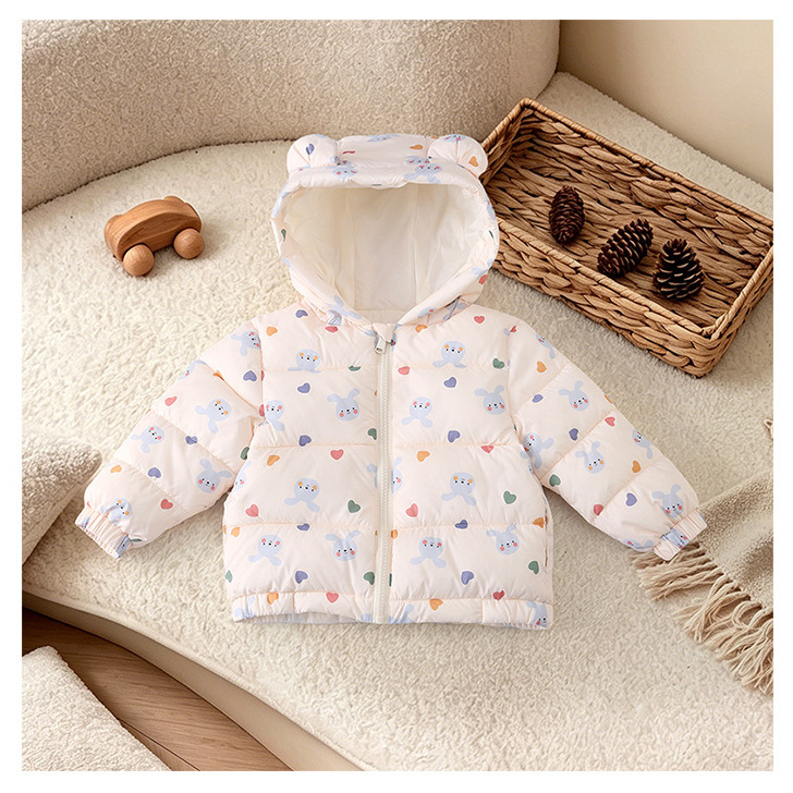 Chaqueta con Capucha Infantil con Dibujos de Fibra de Poliéster, Con Capucha, para Invierno