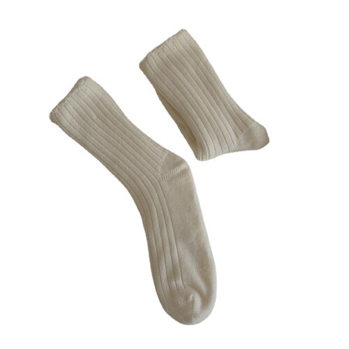 Autumn and winter solid color coral velvet double-needle cream home loose mouth confinement socks anti-slip thickened sleep floor socks