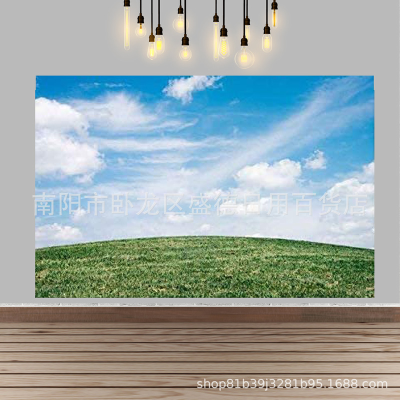 Cross-Border green grassland blue sky white clouds photo background portrait photo banner outdoor studio background cloth wholesale Cross-Border green grassland blue sky white clouds photo background portrait photo banner outdoor studio background cloth wholesale