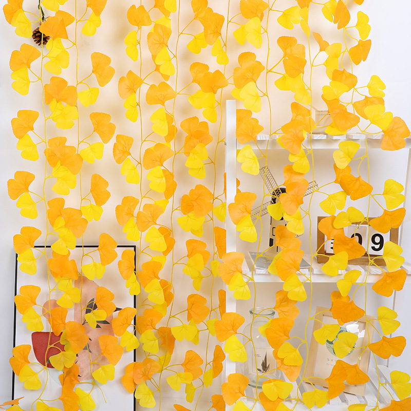 Imitation ginkgo leaf yellow false tree leaf false flower vine winding water pipe decoration plastic flower green plant vine Imitation ginkgo leaf yellow false tree leaf false flower vine winding water pipe decoration plastic flower green plant vine