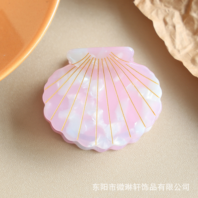 酢酸貝殻ヘアクリップ 海の夏の新作 ホタテ貝ヘアピン 後頭部シャーククリップ 高級感ヘアアクセサリー|undefined